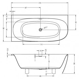 Акриловая ванна Riho Omega Corner B097001005 R 170x80см белый